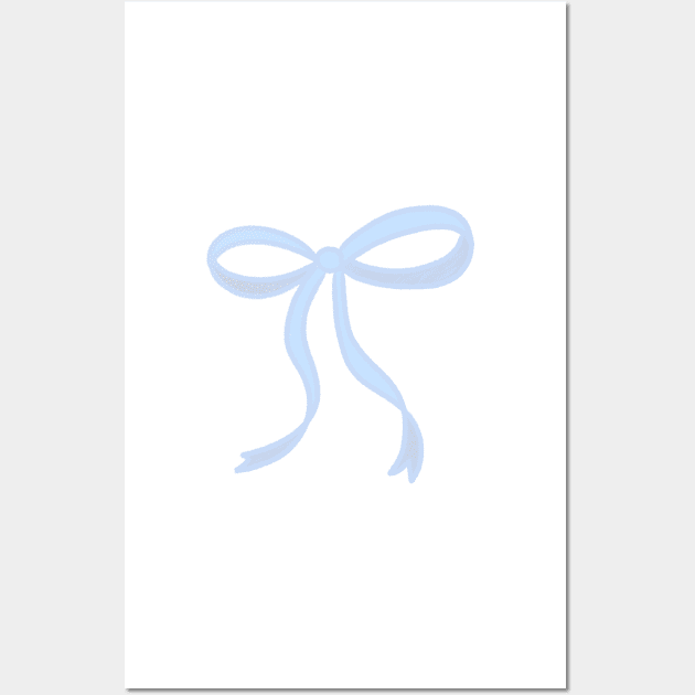 Cute Coquette baby blue ribbon bows repeating pattern seamless girly aesthetic this is me if you even care Wall Art by JuneNostalgia